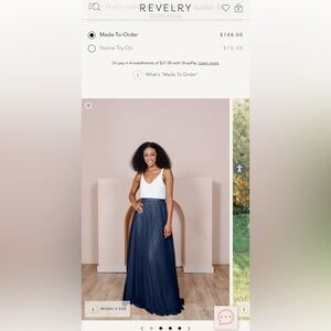 Revelry Blue Pleated A-Line Midi Skirt